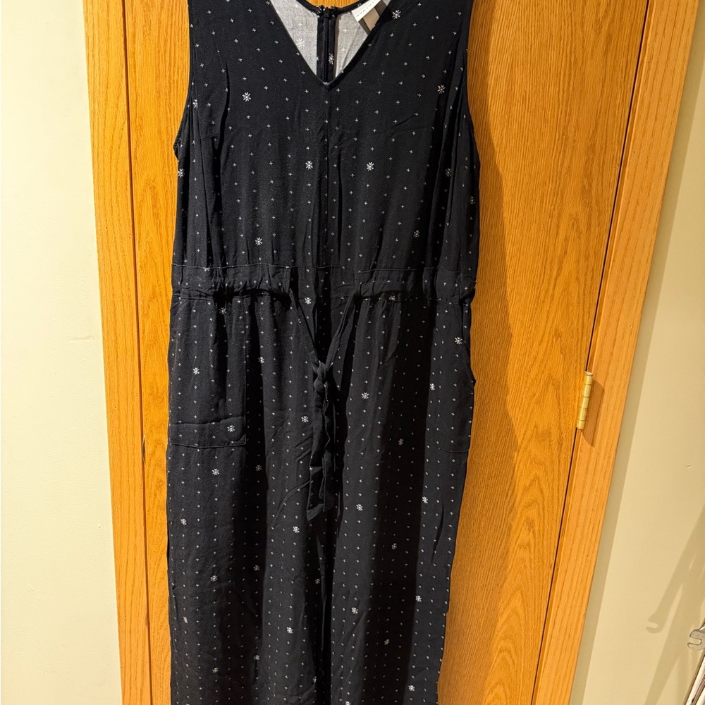 Ava & Viv Black Jumpsuit with White Dots